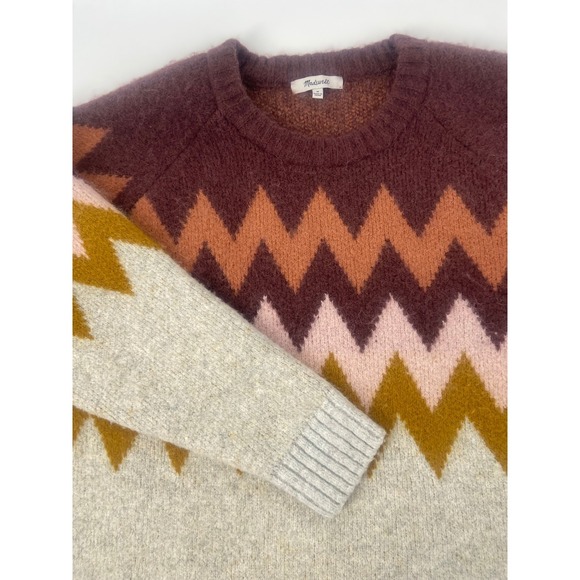 Madewell Zig Zag Pattern Alpaca & Wool Sweater Pullover Women's Medium Knit